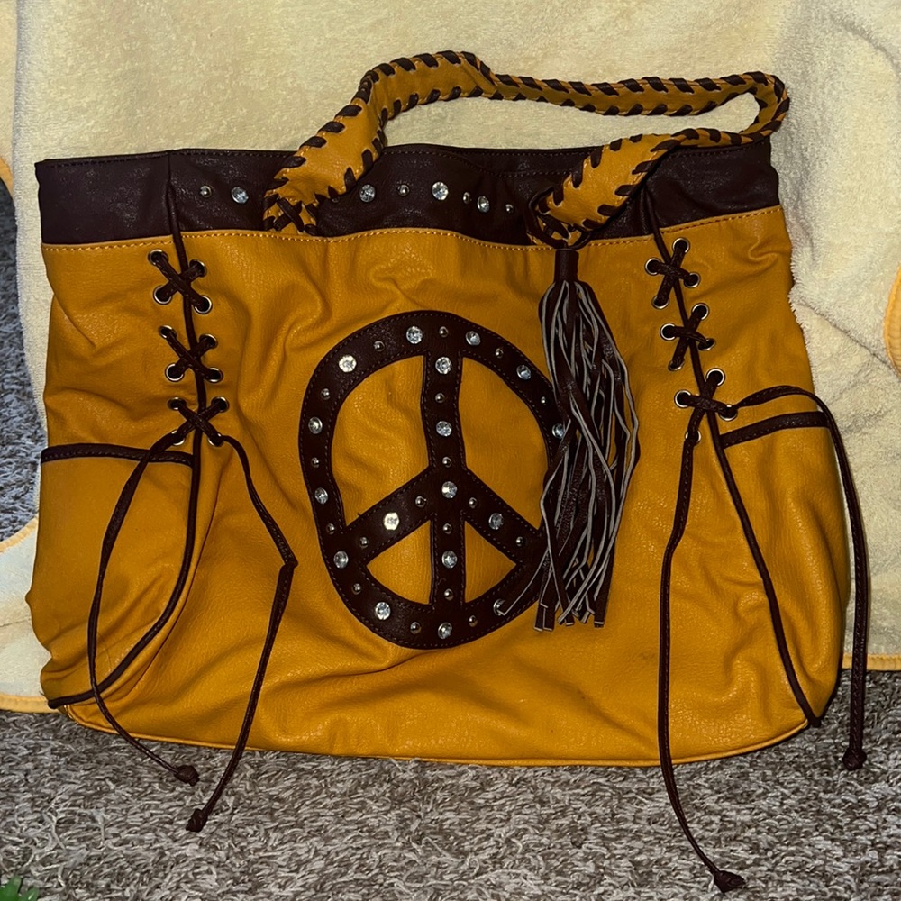 Leather peace tote Bag